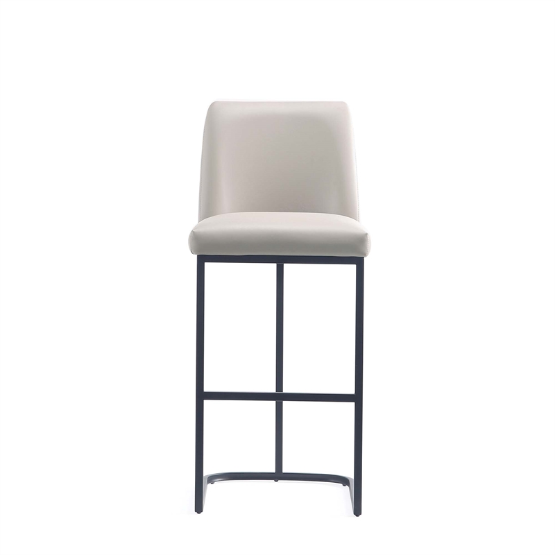 Manhattan Comfort Serena Barstool with Metal Base in Light Gray (Set of 2)