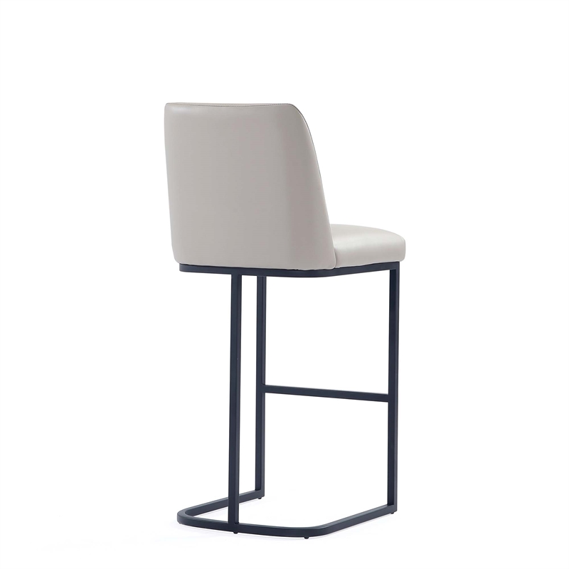 Manhattan Comfort Serena Barstool with Metal Base in Light Gray (Set of 2)