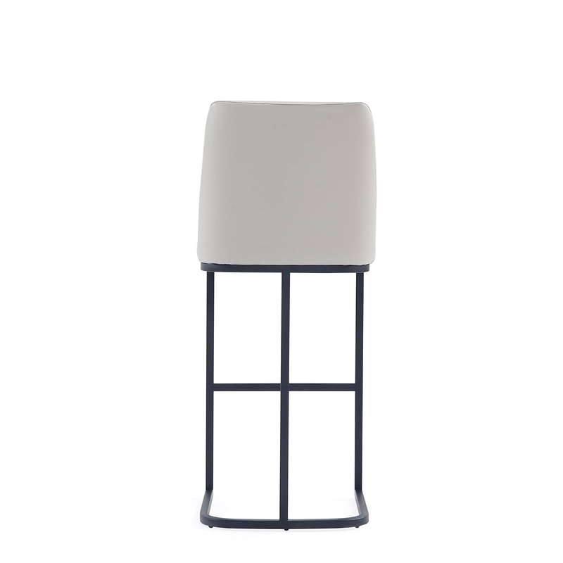 Manhattan Comfort Serena Barstool with Metal Base in Light Gray (Set of 2)