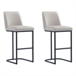 Manhattan Comfort Serena Barstool with Metal Base in Light Gray (Set of 2)