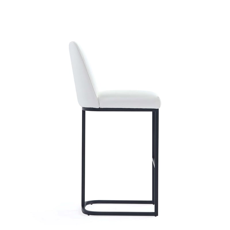 Manhattan Comfort Serena Barstool with Metal Base in White (Set of 2)