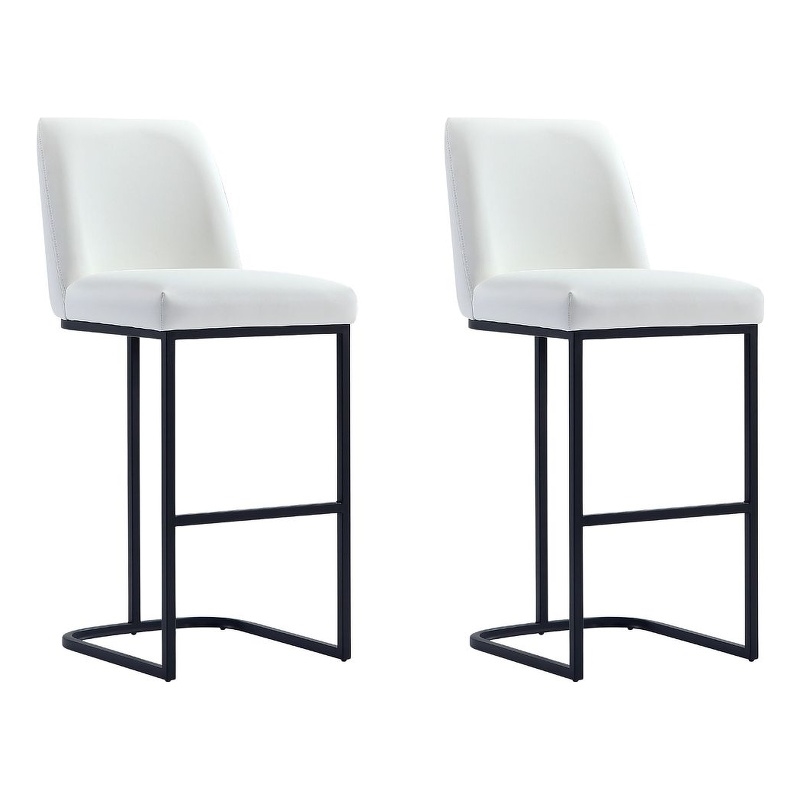 Manhattan Comfort Serena Barstool with Metal Base in White (Set of 2)