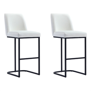 Manhattan Comfort Serena Barstool with Metal Base in White (Set of 2)