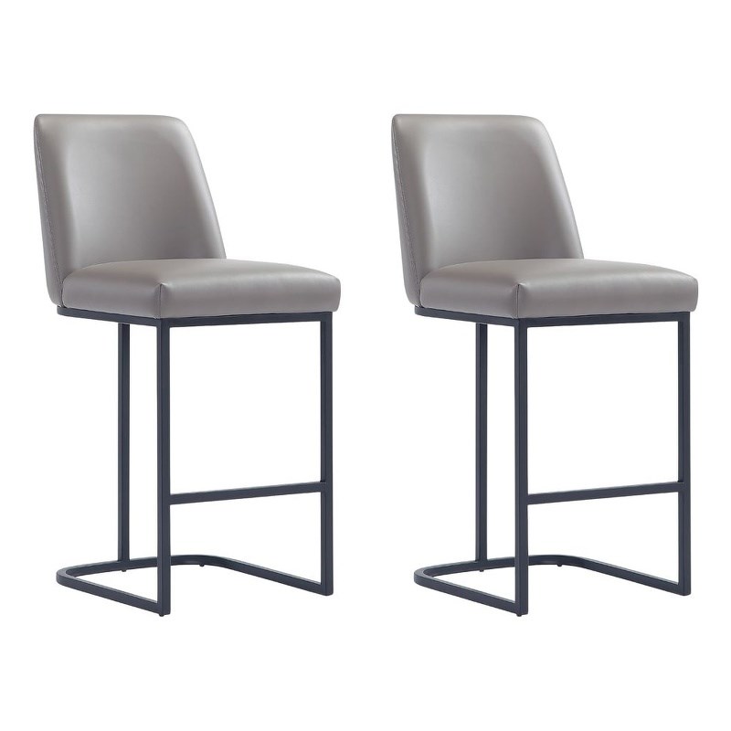 Manhattan Comfort Serena Counter Stool with Metal Base in Gray (Set of 2)