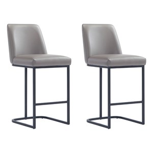 Manhattan Comfort Serena Counter Stool with Metal Base in Gray (Set of 2)