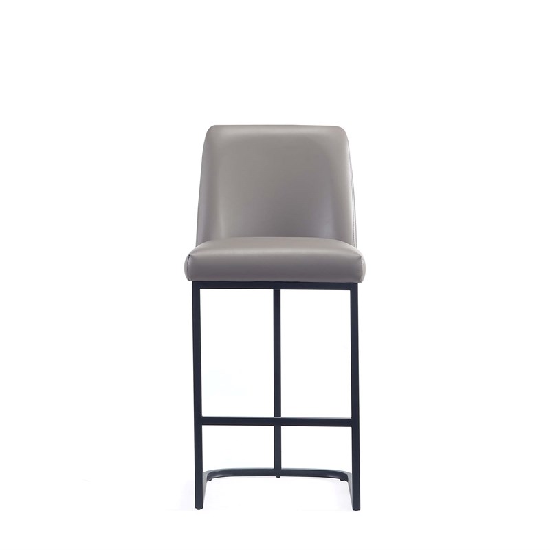 Manhattan Comfort Serena Counter Stool with Metal Base in Gray (Set of 2)