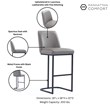 Manhattan Comfort Serena Counter Stool with Metal Base in Gray (Set of 2)