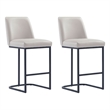 Manhattan Comfort Serena Counter Stool with Metal Base in Light Gray (Set of 2)