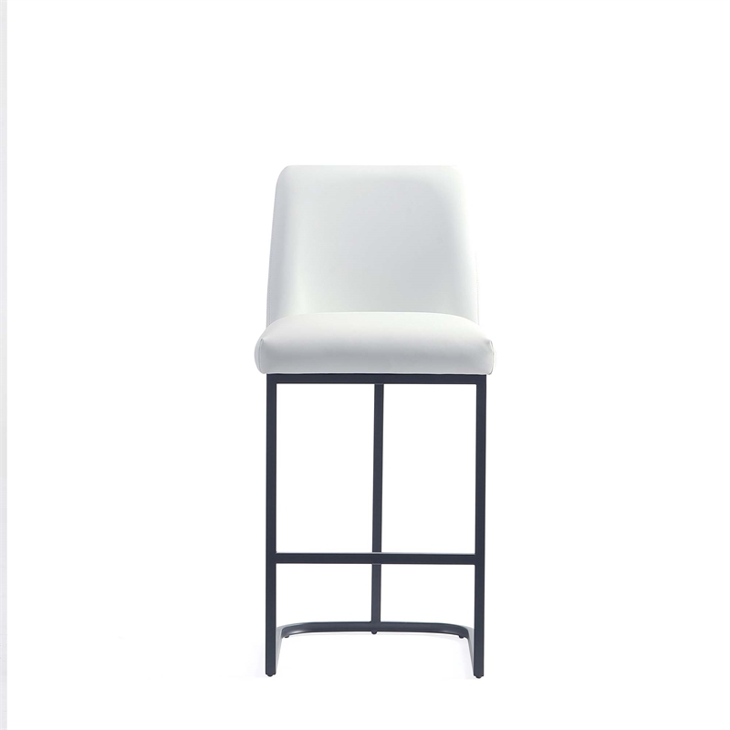 Serena Upholstered Counter Stool with Steel Base in White (Set of 2)