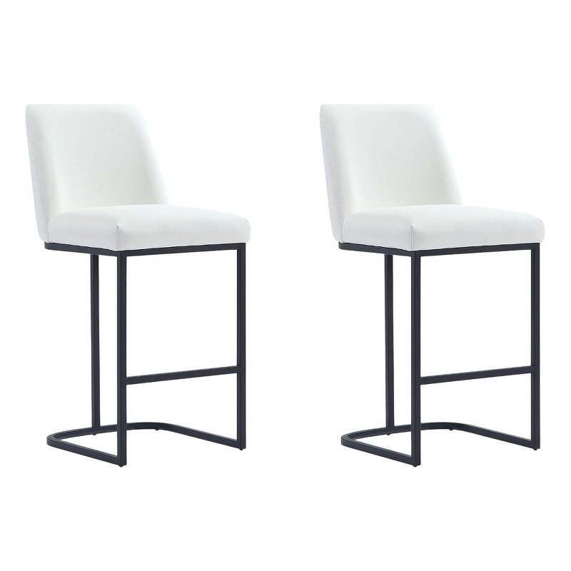 Serena Upholstered Counter Stool with Steel Base in White (Set of 2)