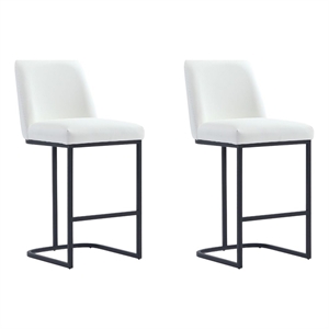 Serena Upholstered Counter Stool with Steel Base in White (Set of 2)