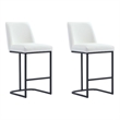 Serena Upholstered Counter Stool with Steel Base in White (Set of 2)