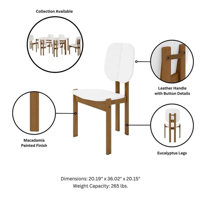 Manhattan Comfort Gales Dining Chair from Engineered Wood in White - Set of 4