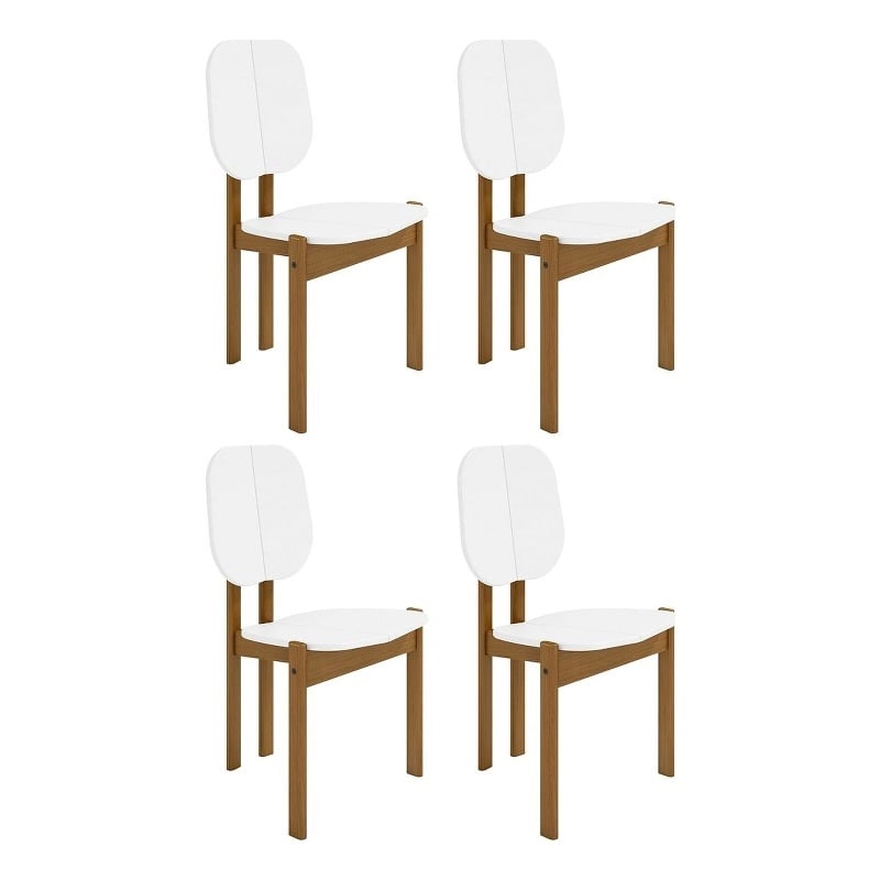 Manhattan Comfort Gales Dining Chair from Engineered Wood in White - Set of 4