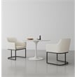 Serena Upholstered Dining Armchair with Steel Base in Cream - Set of 2