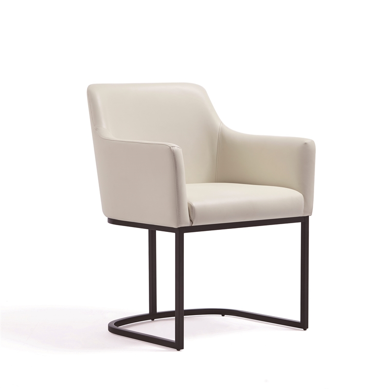 Serena Upholstered Dining Armchair with Steel Base in Cream - Set of 2