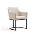 Serena Upholstered Dining Armchair with Steel Base in Cream - Set of 2