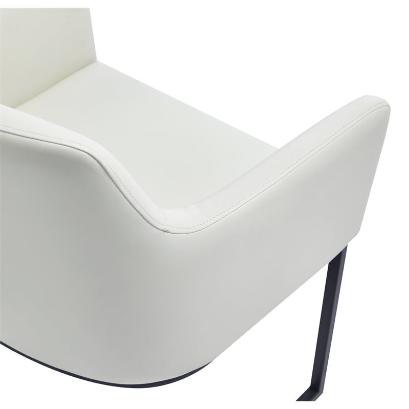 Serena Upholstered Dining Armchair with Steel Base in Cream - Set of 2