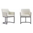Serena Upholstered Dining Armchair with Steel Base in Cream - Set of 2