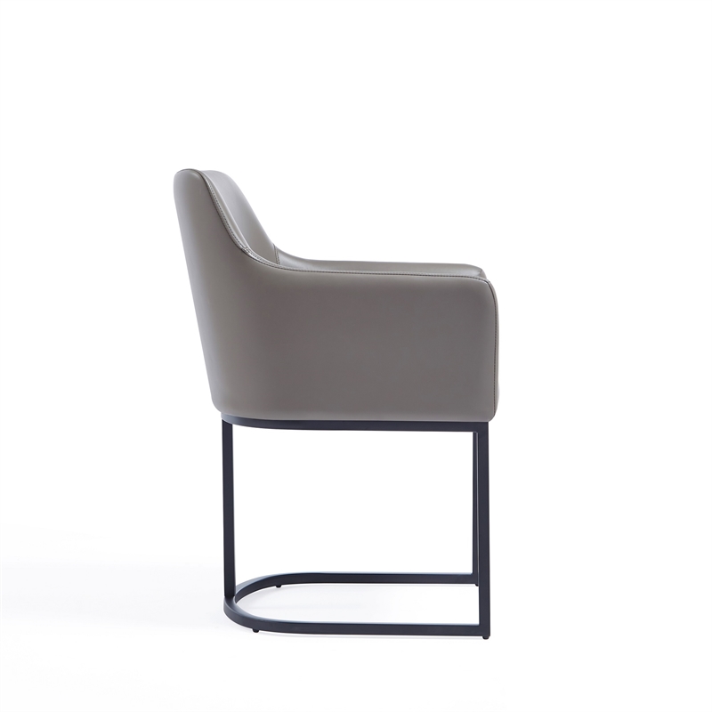 Serena Upholstered Dining Armchair with Steel Base in Gray- Set of 2