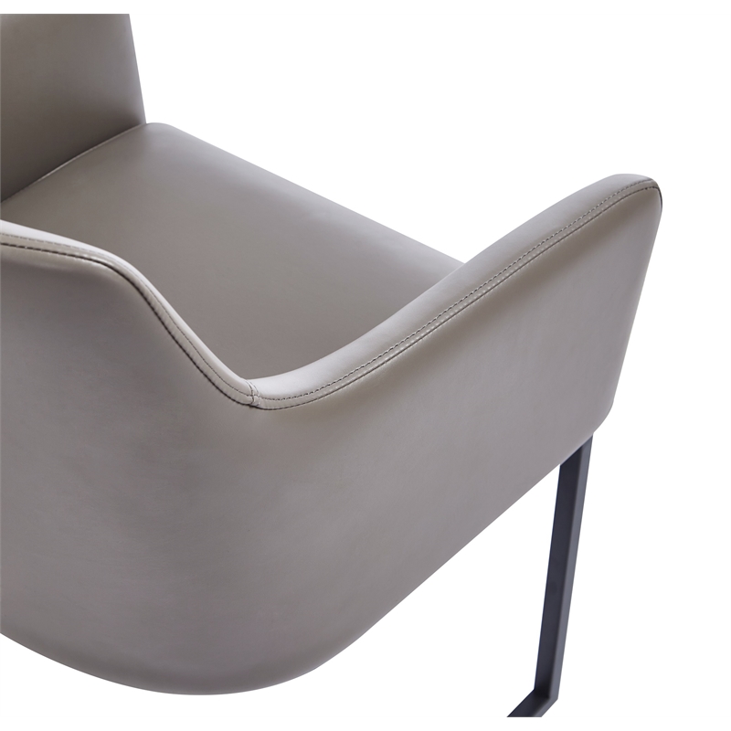 Serena Upholstered Dining Armchair with Steel Base in Gray- Set of 2