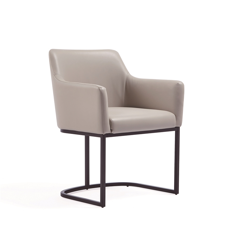 Serena Upholstered Dining Armchair with Steel Base in Light Gray- Set of 2