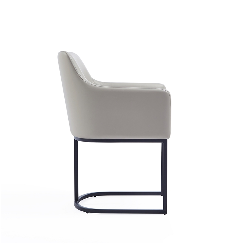 Serena Upholstered Dining Armchair with Steel Base in Light Gray- Set of 2