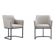 Serena Upholstered Dining Armchair with Steel Base in Light Gray- Set of 2
