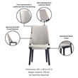 Kara Upholstered Dining Side Chair from Solid Wood in Light Gray- Set of 4