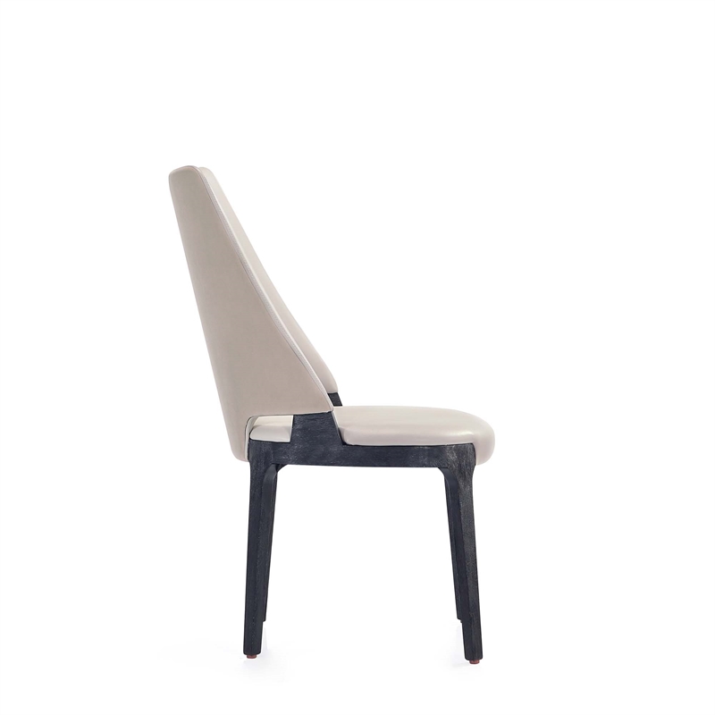 Kara Upholstered Dining Side Chair from Solid Wood in Light Gray- Set of 4