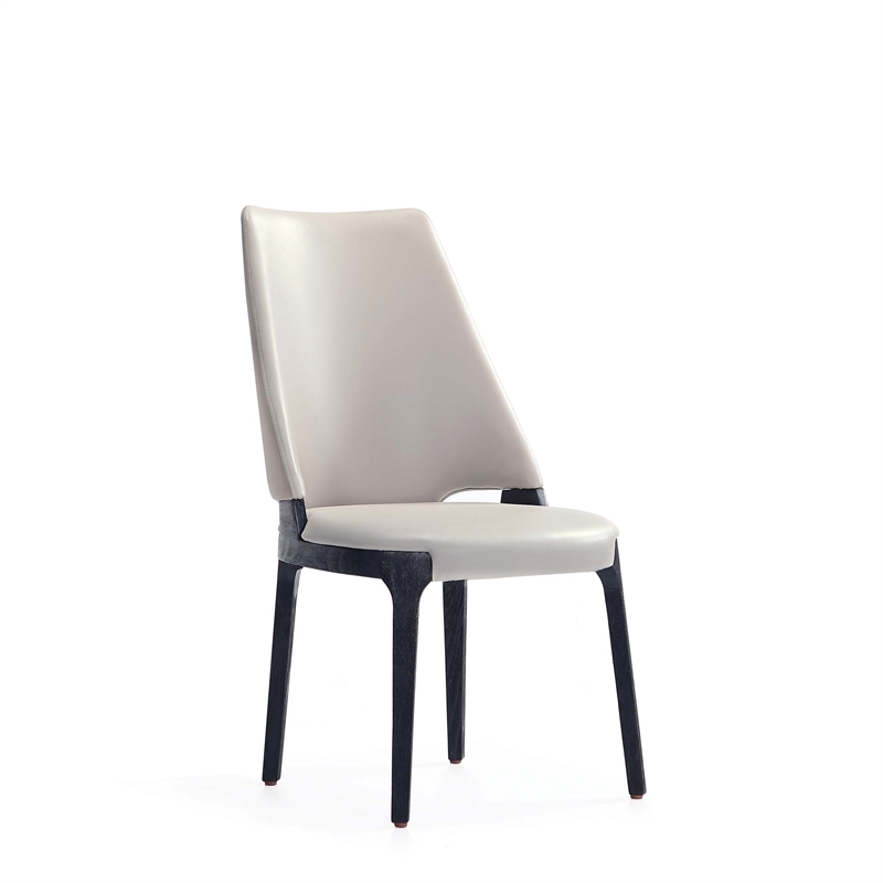 Kara Upholstered Dining Side Chair from Solid Wood in Light Gray- Set of 4