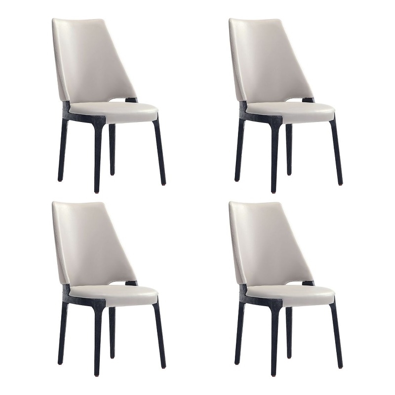 Kara Upholstered Dining Side Chair from Solid Wood in Light Gray- Set of 4