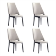Kara Upholstered Dining Side Chair from Solid Wood in Light Gray- Set of 4