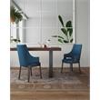 Kara Upholstered Dining Arm Chair from Solid Wood in Blue Set of 2