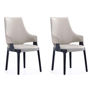 Kara Upholstered Dining Arm Chair from Solid Wood in Light Gray- Set of 2