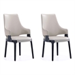 Kara Upholstered Dining Arm Chair from Solid Wood in Light Gray- Set of 2
