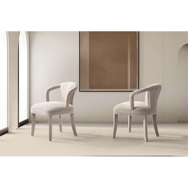 Palmer Dining Armchair with Solid Wood Frame in Gold Dust - Set of 2