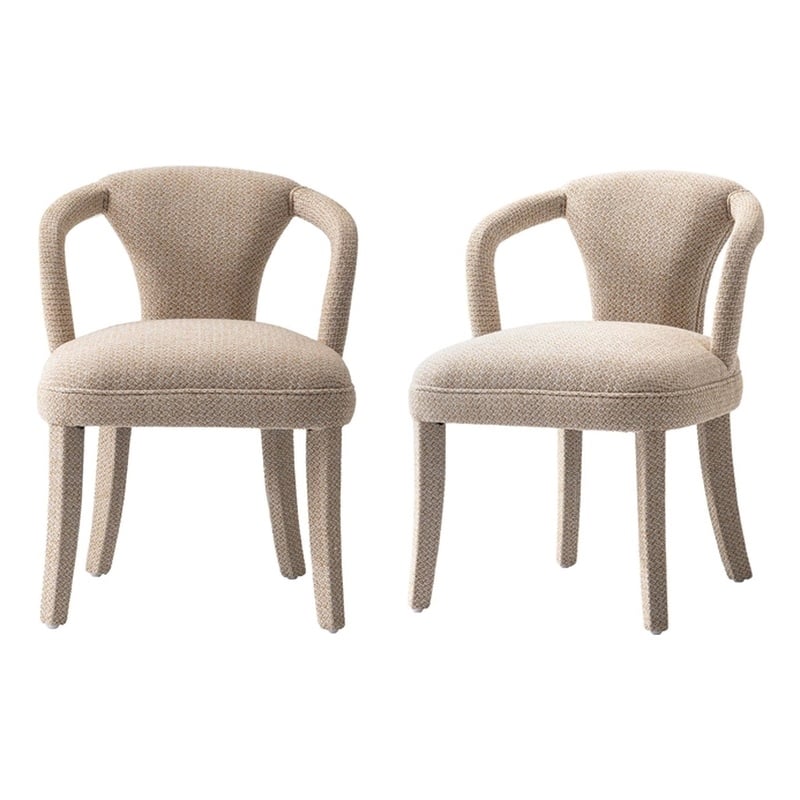 Palmer Dining Armchair with Solid Wood Frame in Gold Dust - Set of 2