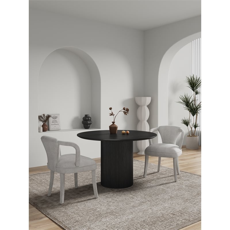 Palmer Dining Armchair with Solid Wood Frame in Silver Lining - Set of 2
