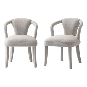 Palmer Dining Armchair with Solid Wood Frame in Silver Lining - Set of 2