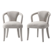 Palmer Dining Armchair with Solid Wood Frame in Silver Lining - Set of 2