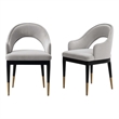 Carrington Dining Armchair with Solid Wood Frame in Light Gray - Set of 2