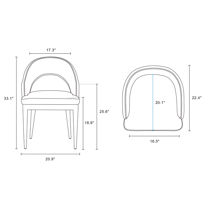 Carrington Dining Armchair with Solid Wood Frame in Light Gray - Set of 2