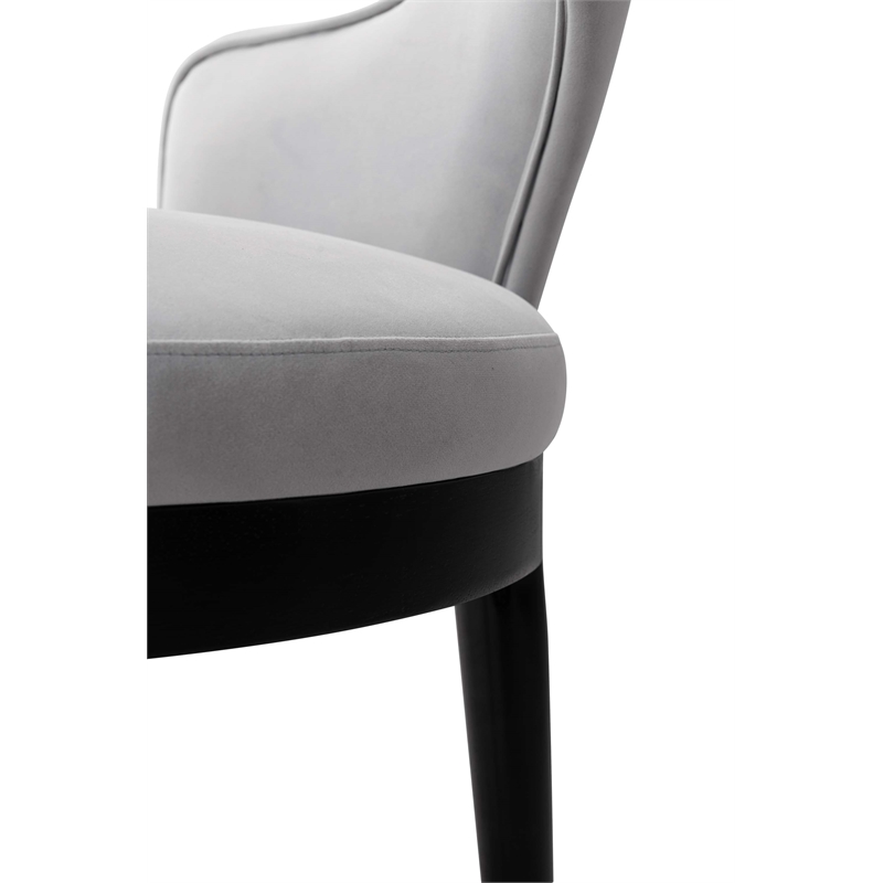 Carrington Dining Armchair with Solid Wood Frame in Light Gray - Set of 2