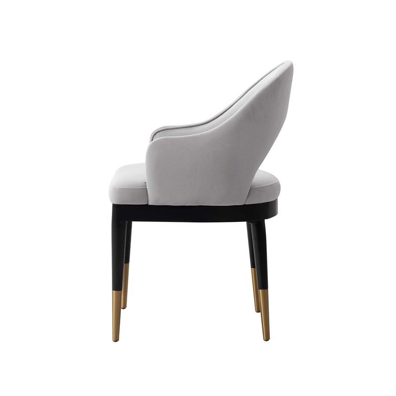 Carrington Dining Armchair with Solid Wood Frame in Light Gray - Set of 2