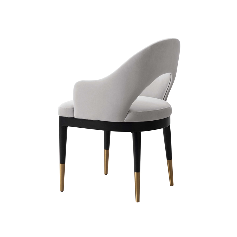 Carrington Dining Armchair with Solid Wood Frame in Light Gray - Set of 2