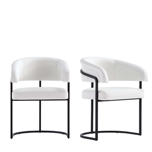 Manhattan Comfort Augusta Dining Chair with Metal Base in White - Set of 2