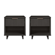 Manhattan Comfort Granville Solid Wood Nightstand 1.0 in Dark Gray
