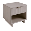 Manhattan Comfort Granville Solid Wood Nightstand 1.0 in Light Gray- Set of 2
