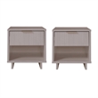 Manhattan Comfort Granville Solid Wood Nightstand 1.0 in Light Gray- Set of 2